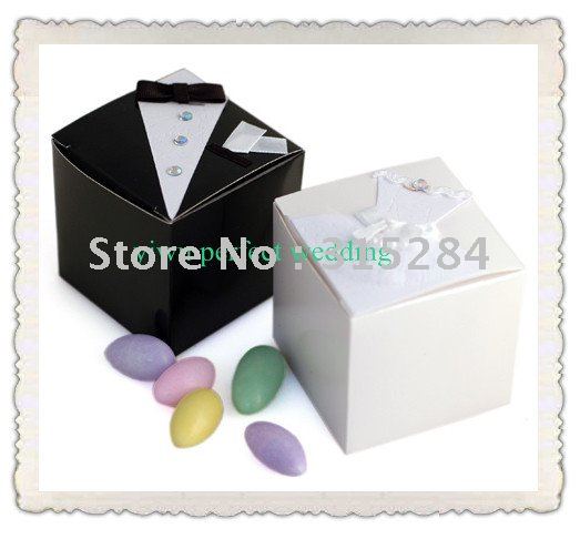 Wedding Tuxedo and Dress Candy Favor Box One Pair XY74b 