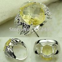 Plata caliente de la moda de joyería de piedras preciosas anillo de luz citrino joyas de envío gratis a LR0044 (China (continental))