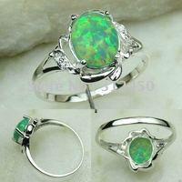 Wholeasle plata joyería de moda verde ópalo de fuego de piedras preciosas joyas anillo libre LR0303 envío (China (continental))