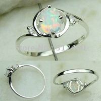 Suppry 5PCS moda de joyería de plata blanco ópalo de fuego de piedras preciosas anillo de la joyería envío gratis LR0325 (China (continental))