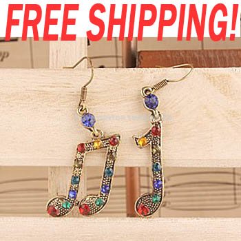 Free Korean Music on Free Shipping Music Note Diamonds Drop Earrings Fashion Korean Antique