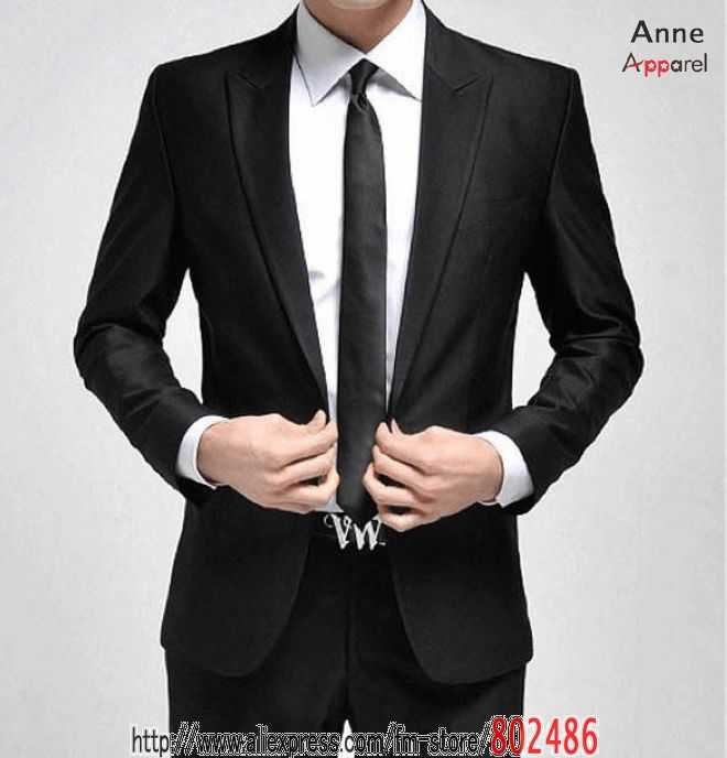 Korean fashion business men recreation singlebreasted black suit waist 