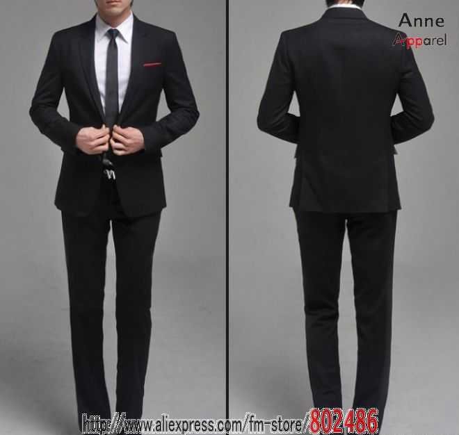  quality New style of groom suits two button Wool men wedding suit Black 