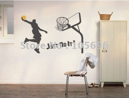 Removable Wallpaper on Wallpaper Mural Decal Removable Decoration Basketball Vinyl Xf202