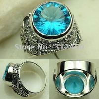 Venta al por mayor de joyería de plata 5PCS topacio azul piedra del anillo de joyas envío gratis LR0168 (China (continental))