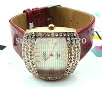 Envío Gratis por mayor Mira los nuevos de cuero llena de cristal, reloj de cuarzo, reloj de pulsera, reloj dama (China (continental))