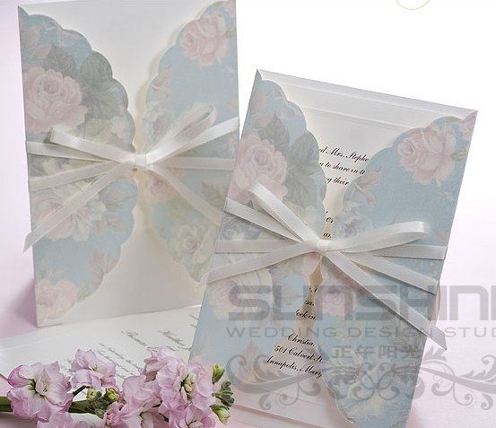 invitation card wedding cards B1002 light blue color with envelope 