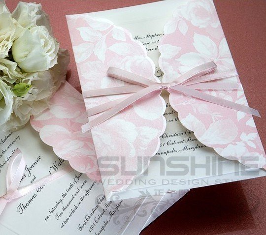 invitation card wedding cards L8767 pink color with envelope 