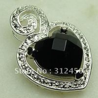 Plata de venta caliente joyas de piedras preciosas joyas de ónix negro colgante libre LP0372 de envío (China (continental))