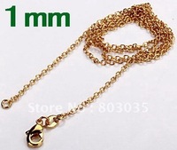 Envío gratis de 18 quilates de oro 1 MM 10pcs collar, collar de cadena collar de moda al por mayor (China (continental))