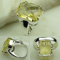 Plata caliente de la moda de joyería de piedras preciosas anillo de luz citrino joyas de envío gratis a LR0691 (China (continental))