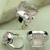 Suppry plata joyería de moda topacio rosa anillo de piedras preciosas joyas de envío gratis a LR0681 (China (continental))