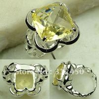 La moda de joyería de plata Wholeasle luz citrino piedras preciosas joyas anillo de envío gratis a LR0092 (China (continental))