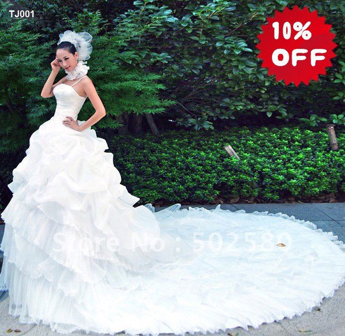10 OFF TJ001 lady 39s new wedding dress bridal tail dress big discount from