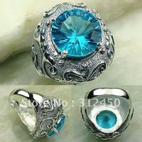 La moda de joyería de plata Wholeasle topacio azul piedra del anillo de joyas envío gratis LR0251 (China (continental))