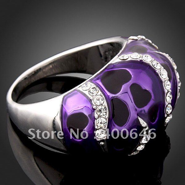 ARINNA Silver Plated Purple amethyst Crystal Ring J0370 5pcs lot Free 