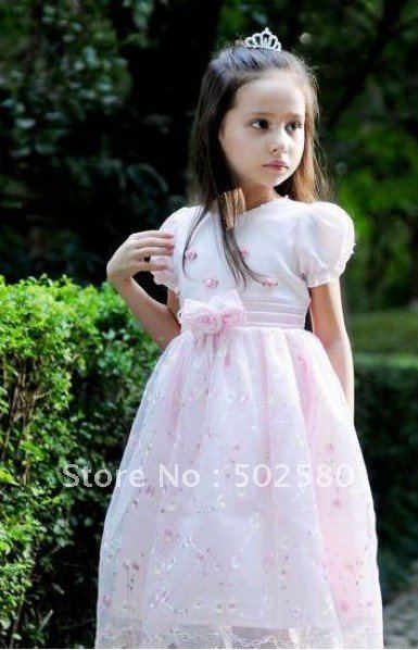beautiful flower girl dress A line stain and lace Top quality cheap price 