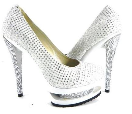 Free shipping white diamond sexy high heel shoes double paragraph wedding 