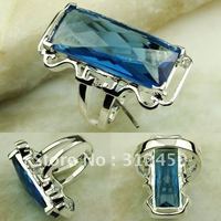 Suppry plata joyería de moda océano azul topacio de piedras preciosas joyas anillo libre LR0279 envío (China (continental))