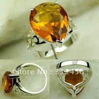 Wholeasle plata joyería de moda de Brasil citrino piedras preciosas anillo de la joyería envío gratis LR0235 (China (continental))