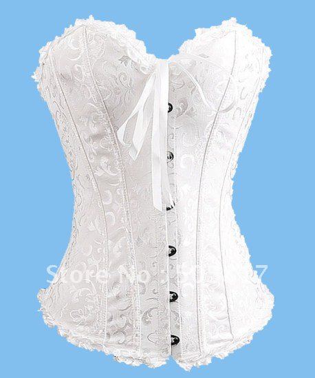 free shipping 3pc lot white bridal corset gothic satin corset wedding dress
