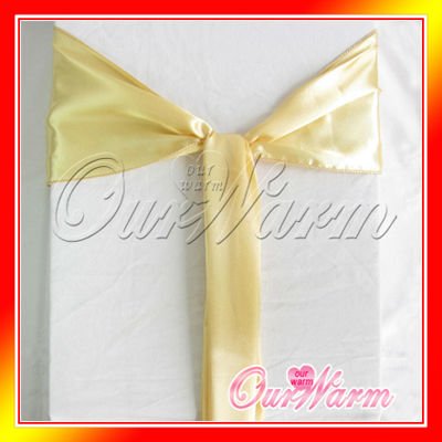 100 Champagne Light Gold Chair Sash Bow Wedding Party Colors