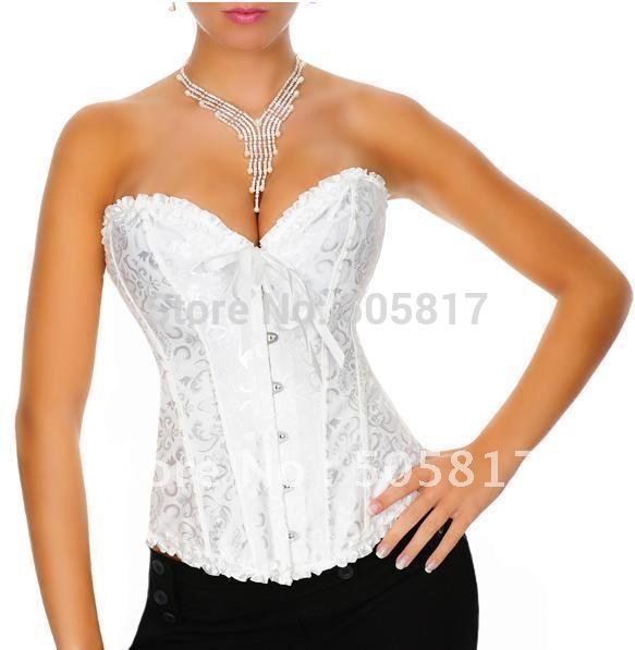 free ship 1 pc white bridal corset boned classic strapless under bust 
