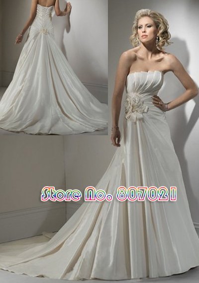 Sell Wedding Dress  Free on Ruffles Bodice With A Line Skirt 2011 Flower Corset Wedding Gowns