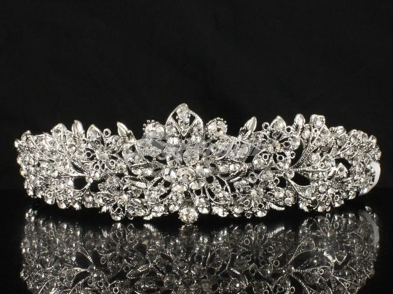 Absolutely Flower Wedding Bridal Tiara Crown w Clear Crystals Free Shipping