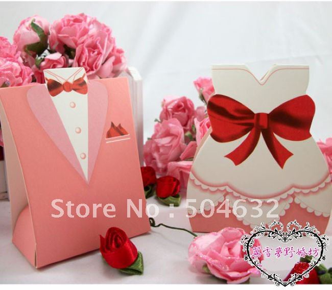 Free shipping 160pcs Wedding favor groom and bride candy box Love box sweet
