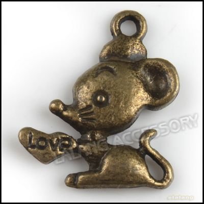 Metal Findings on 210pcs Lot Bronze Mouse Metal Pendant Fashion Jewelry Pendant Findings