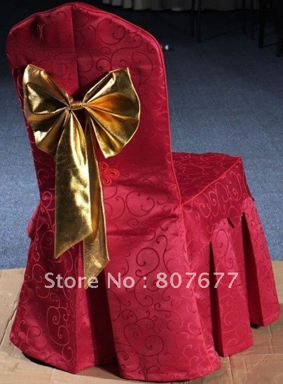 sell red jacquard polyester chair cover wedding chair cover