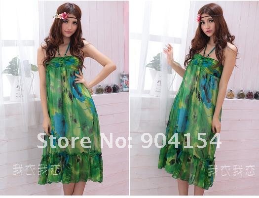 Free Shipping Mix color Bohemian Style Dress BOHO Dress Halter Bohemian 