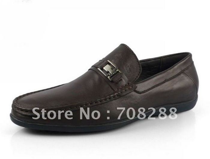 Brand mens doug shoes flat shoes lazy single leather shoes new style men's