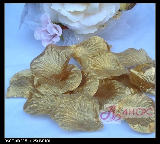 Free shipping 1000pcs bag Gold Silk Rose Petals Wedding Party Flower 