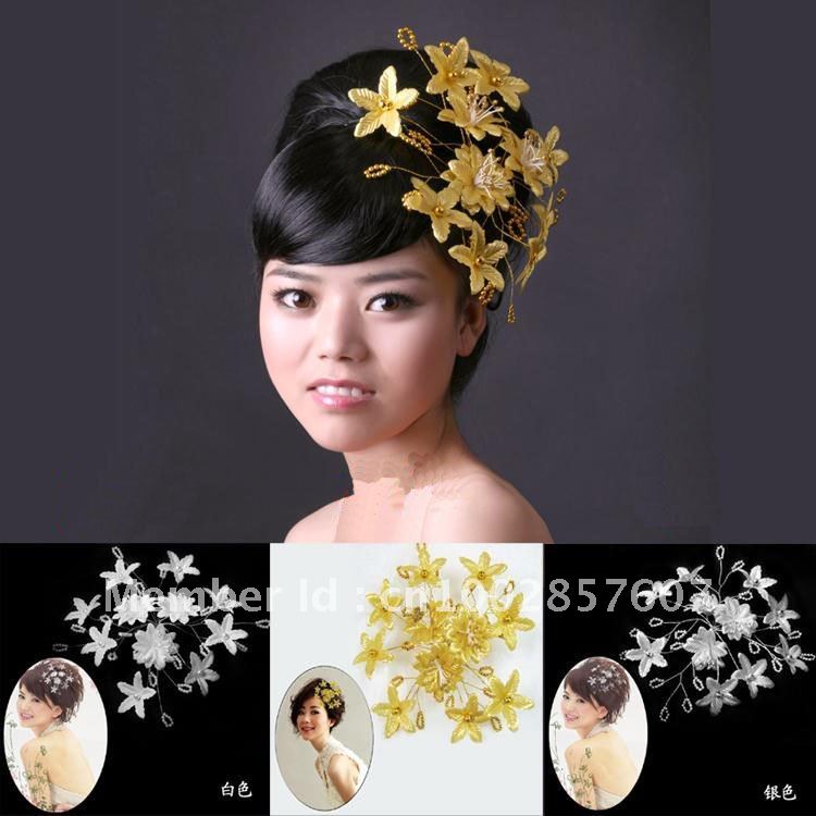 Hot Items The new white gold silver red headdress hat bride wedding bridal