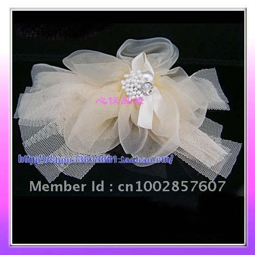 champagne fashion bridal wedding dress accessories mesh bow dresses 