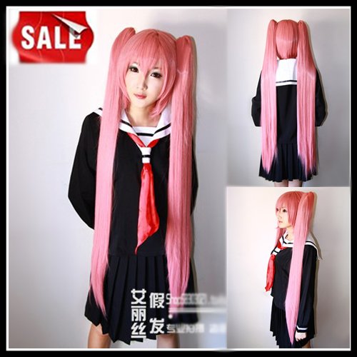 Cosplay wigs Anime cosplay long party wig dark pink for Halloween 