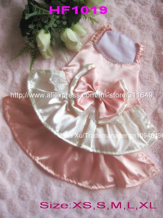 20PCS LOT Elegance Pink Princess satins Dog Dress For Party or Wedding Size