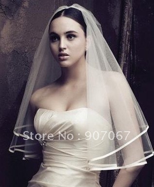 Free shipping Short Ribbon Edge Bridal Veils Wedding veils