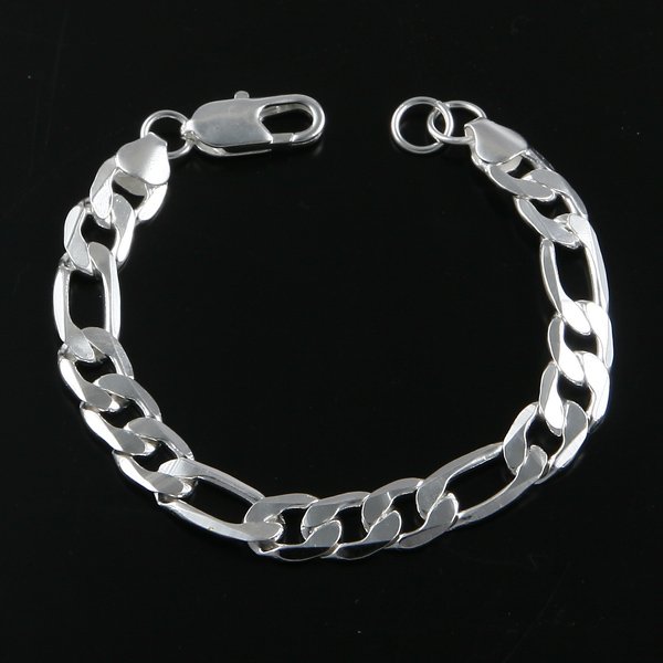 - Free-Shipping-925-Sterling-Silver-Mens-Multi-Square-Link-Curb-Chain-Bracelet-Link-Chain-8-Inch