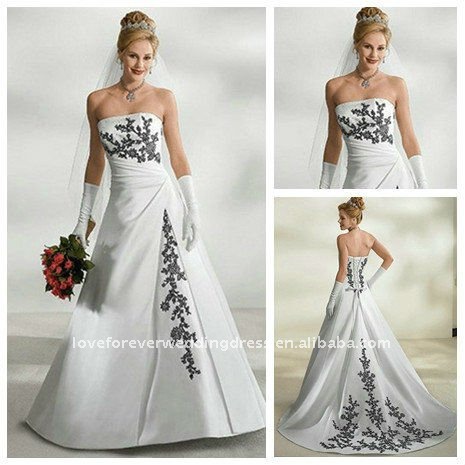 white wedding dress with black lace