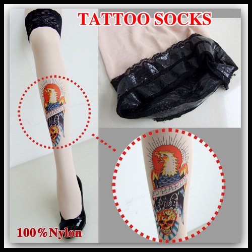 50pairs lot Women's Tattoo stocking Sexy Leggings Tattoo socks Top quality