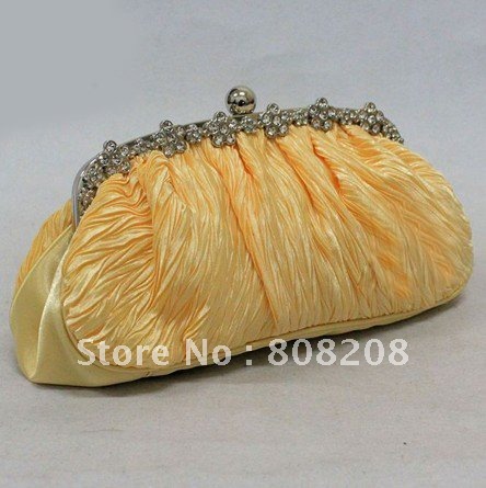 wholesale gold Diamond satin evening wedding pursefold hand evening bag 