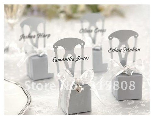 Free shipping 150pcs lot silver chair Bomboniere Boxes Place card Wedding