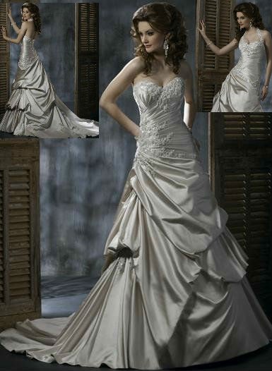 Attractive sweetheart removable halter applique beaded lace satin wedding 