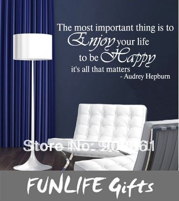  funlife AUDREY HEPBURN wall Quote Enjoy Your Life Wall Decal Sticker
