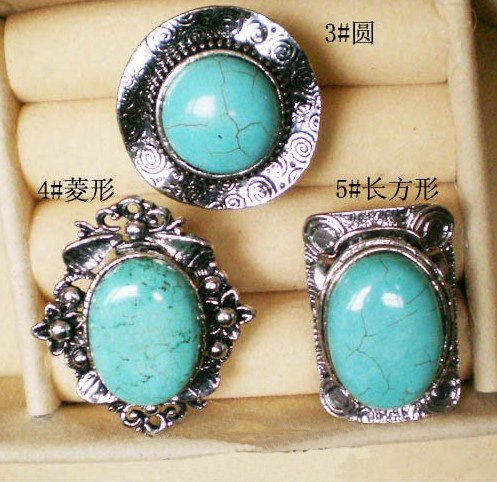Free shipping wholesale mixed lot 10pcs turquoise ring jewelry rings 