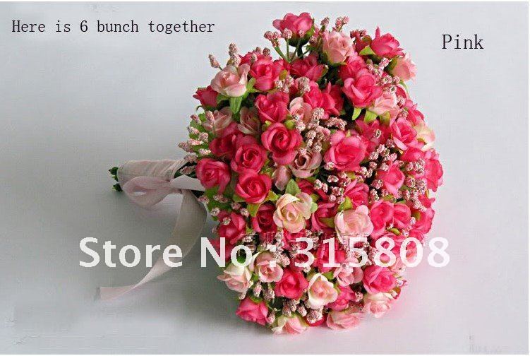 wholesale 2011 New silk artifical rose wedding flowers bouquet soft touch 