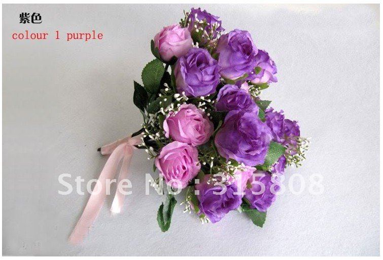 wholesale 2011 New silk artifical rose wedding flowers bouquet hand made 